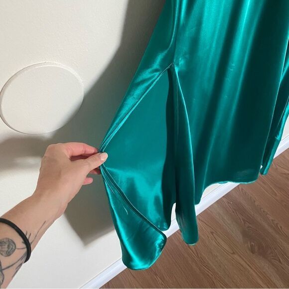 Vintage Morgan Taylor Emerald Green Lace Nightgown Negligee Maxi Dress Size L - Picture 7 of 14